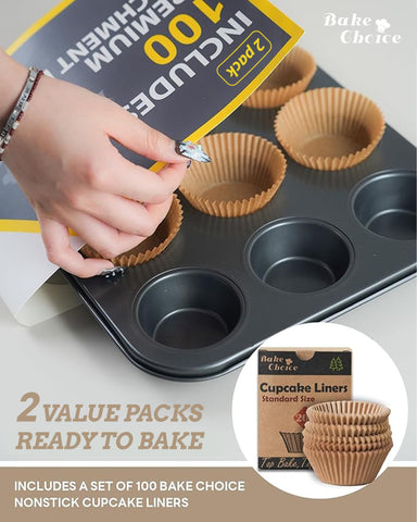 Bake Choice 100 cupcake liners ready for quick, mess-free baking