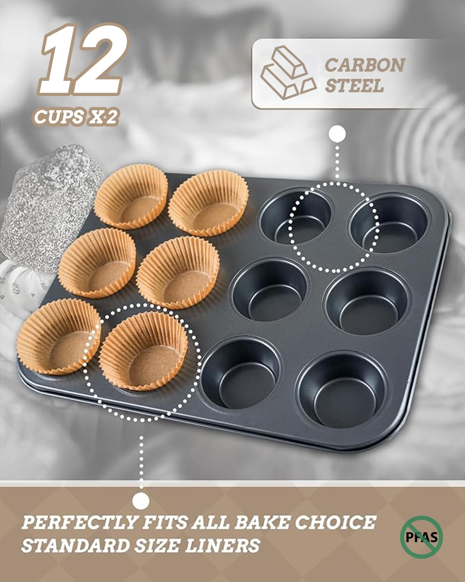 Close-up of Bake Choice nonstick coating for easy release