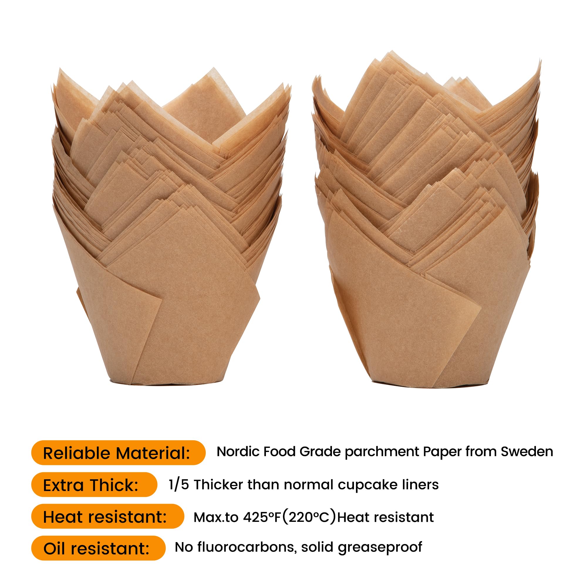 Unfolded Bake Choice Nordic Paper tulip liners showing elegant shape