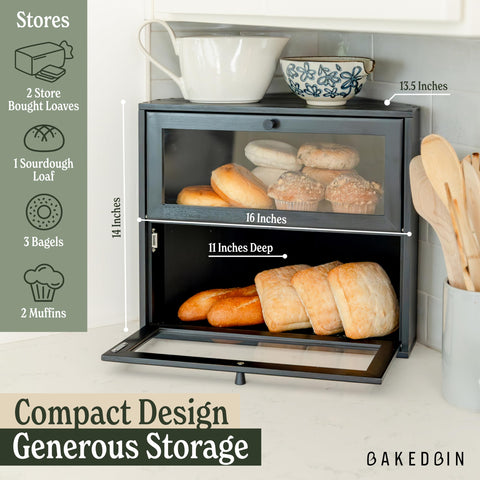 BakedBin 100% bamboo wood emphasizes natural, durable construction for fresher bread.