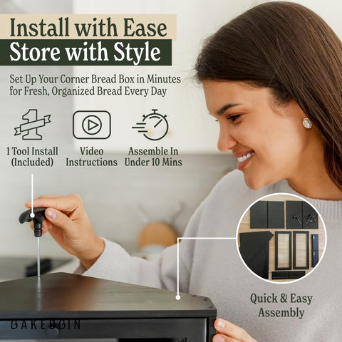 BakedBin patent-pending design optimizes corner storage for compact kitchens.