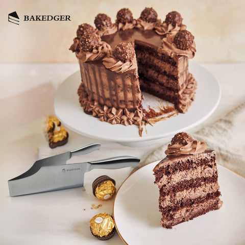 Bakedger stainless steel cake tool offers safe, dishwasher-friendly maintenance.