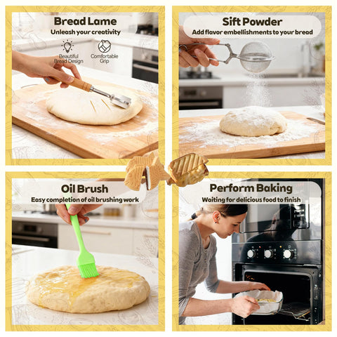 Bakedon dough whisk with ergonomic handle for easy kneading.