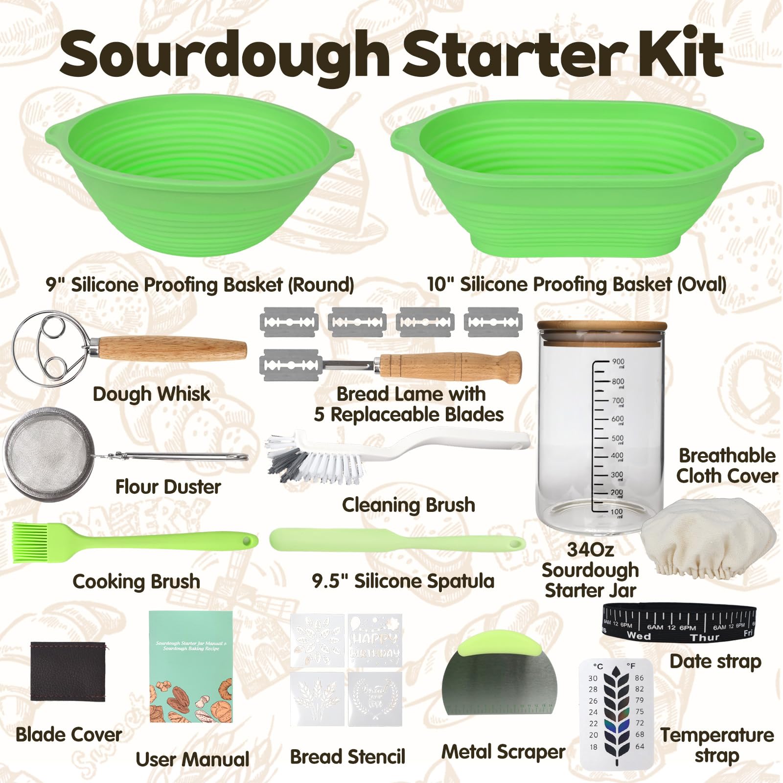 Bakedon round silicone proofing basket with crumb-free surface for perfect dough rise.