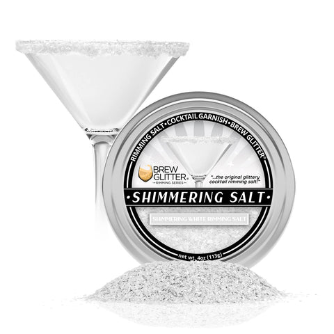Bakell Brew Glitter bar tin with white rimming salt adds sparkling rims to cocktails.