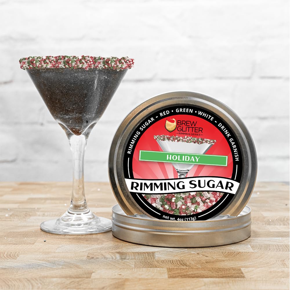 Cocktail rim setup using Bakell Brew Glitter for a festive edge