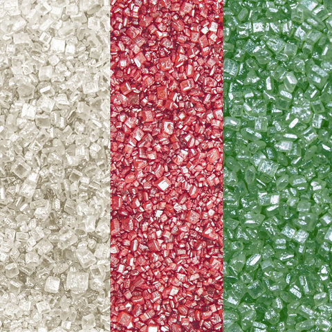 Crystal sugar pearls from Bakell Brew Glitter close-up with holiday shine