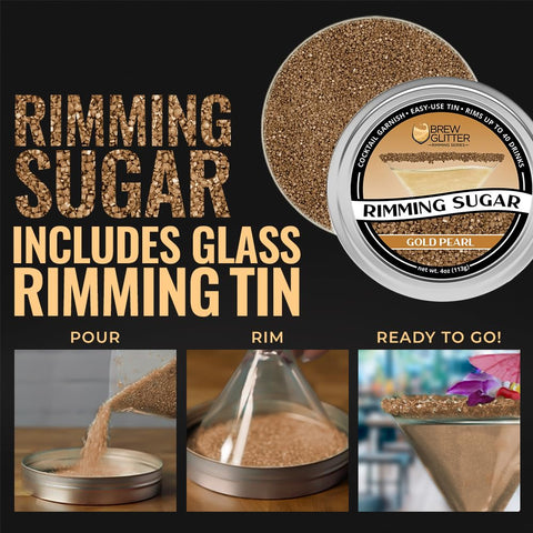 Bakell Brew Glitter Gold Rimming Sugar on a coffee edge elevates the drink with shimmer.