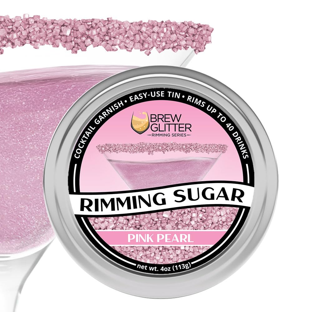 Bakell Brew Glitter pink rimming sugar adds shimmering color to cocktails for mojitos and martinis