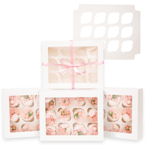 Bakepacker auto-pop up 12-cupcake box with window, quick display for treats.