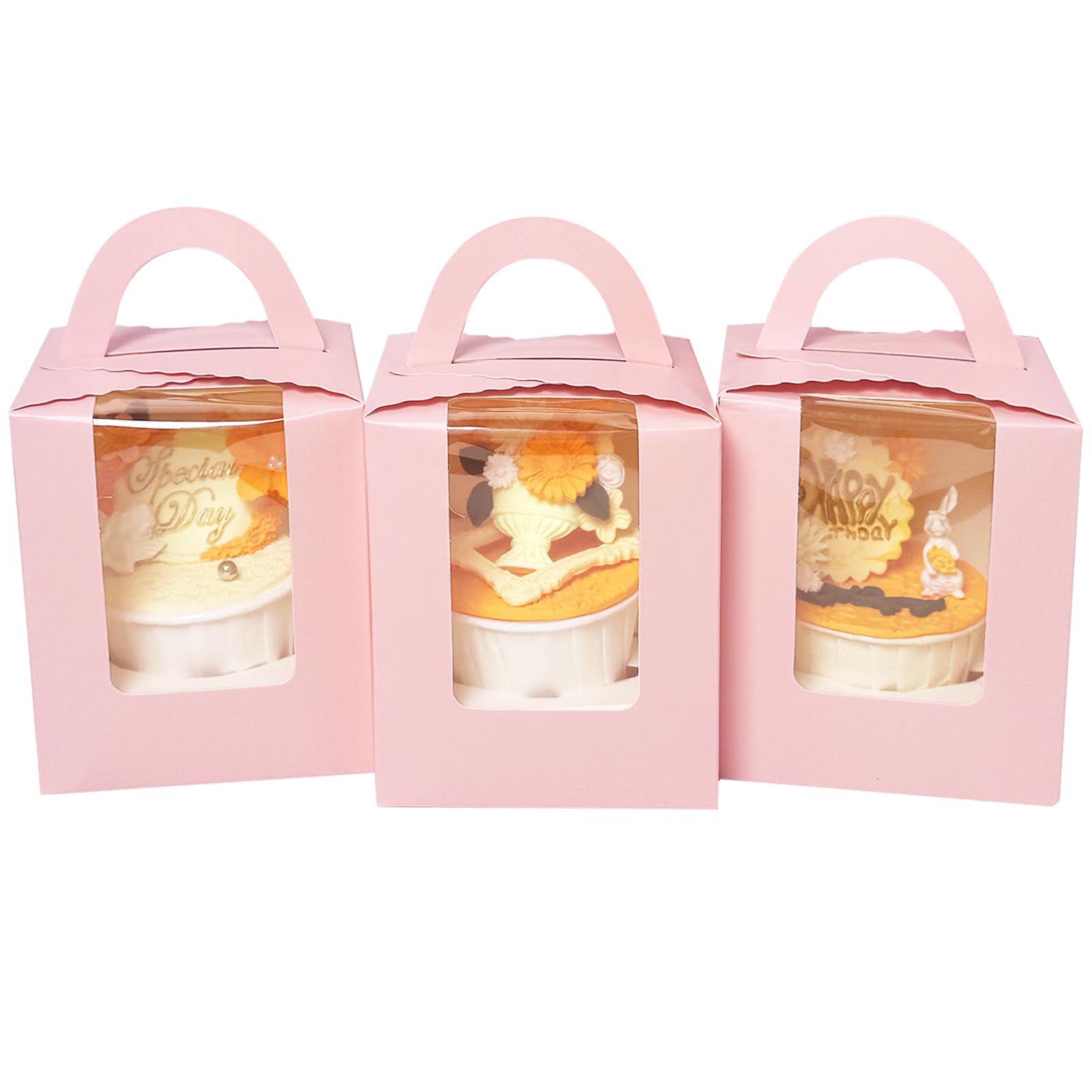 Bakepacker pink cupcake box with window for elegant presentation and safe transport