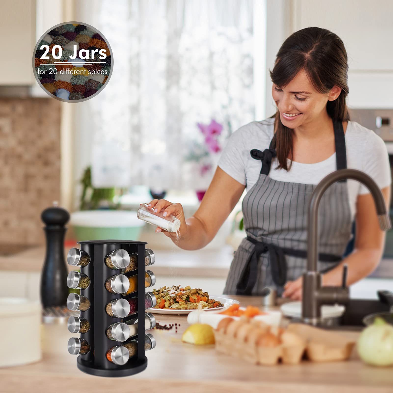 Baker Boutique Spice Jars 20-count set provides ample storage for a tidy kitchen.