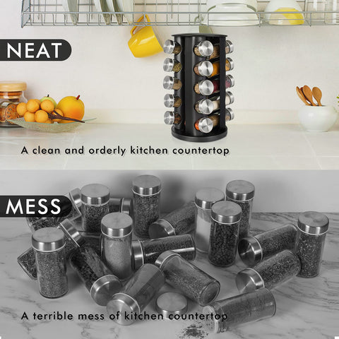 Baker Boutique Spice Rack 360-degree rotation lets you spot spices instantly.