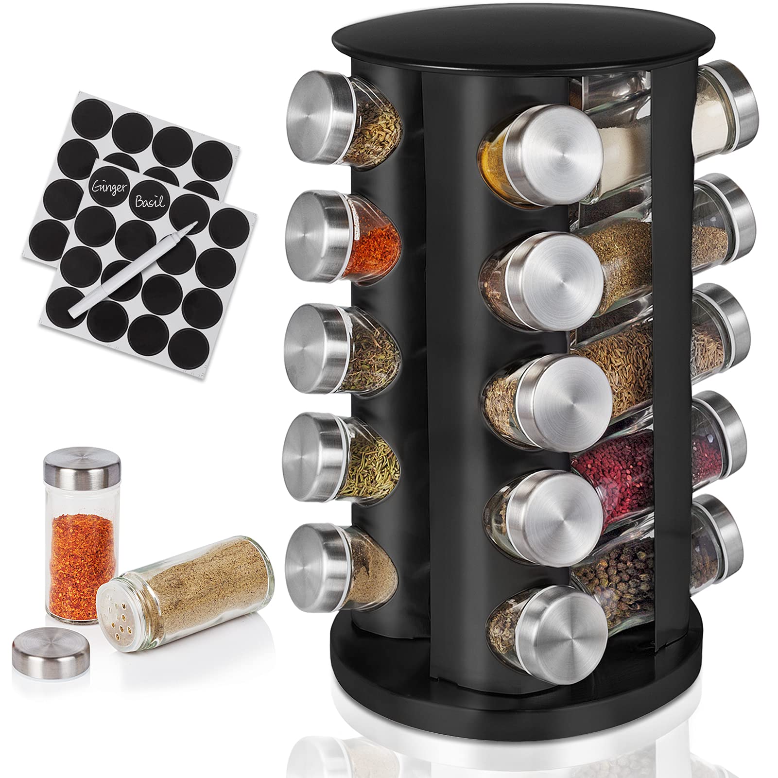 Baker Boutique Spice Rack front view shows easy countertop access to spices for quick flavoring.