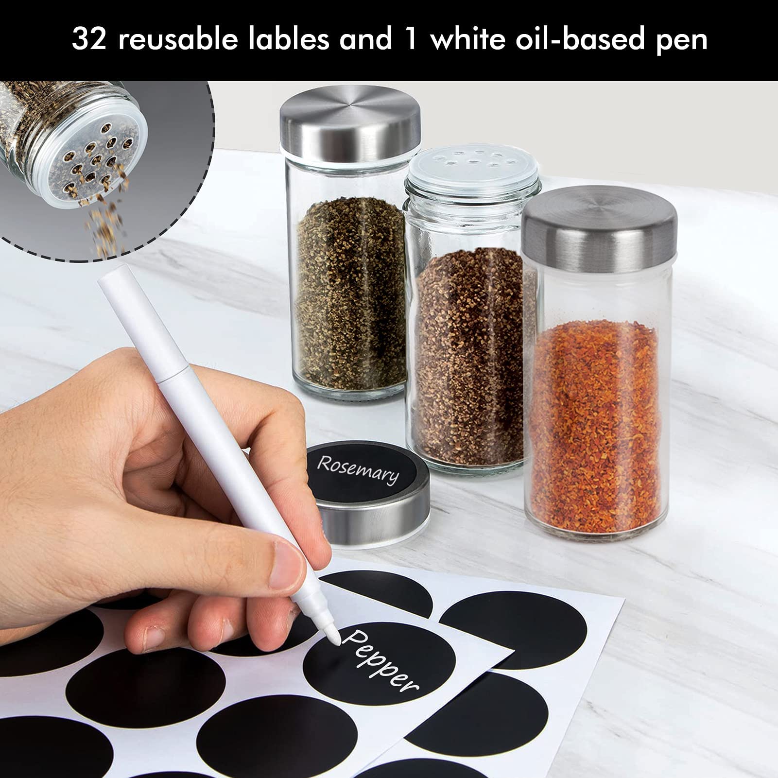Baker Boutique Spice Rack steel lip adds durability and smooth lid operation.