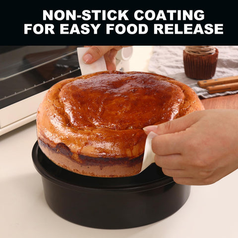 BakerChef 8-inch round cake pans for tall layer cakes.