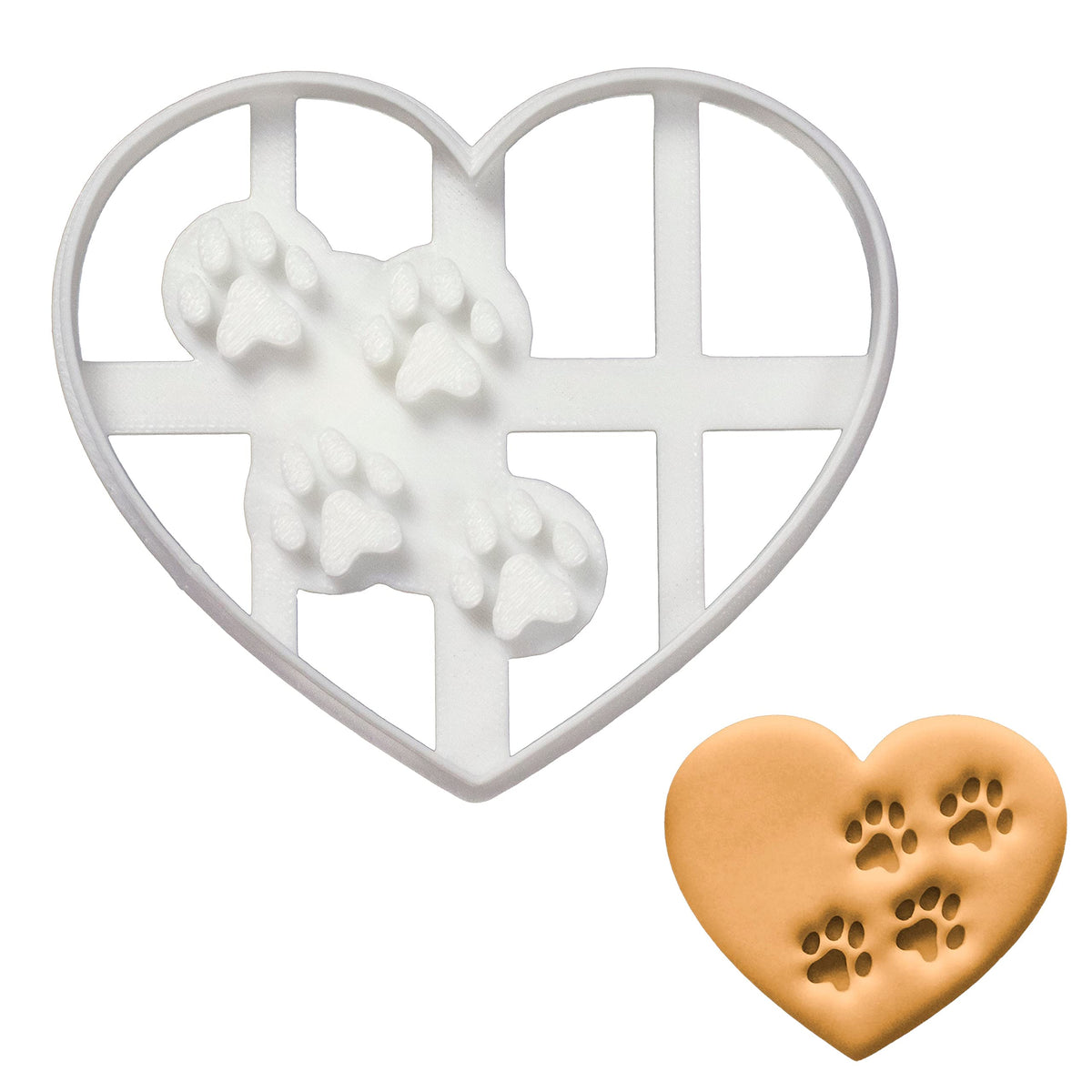 Bakerlogy Heart Paw Prints Cutter, 9.3x8.1 cm, for precise cookies.