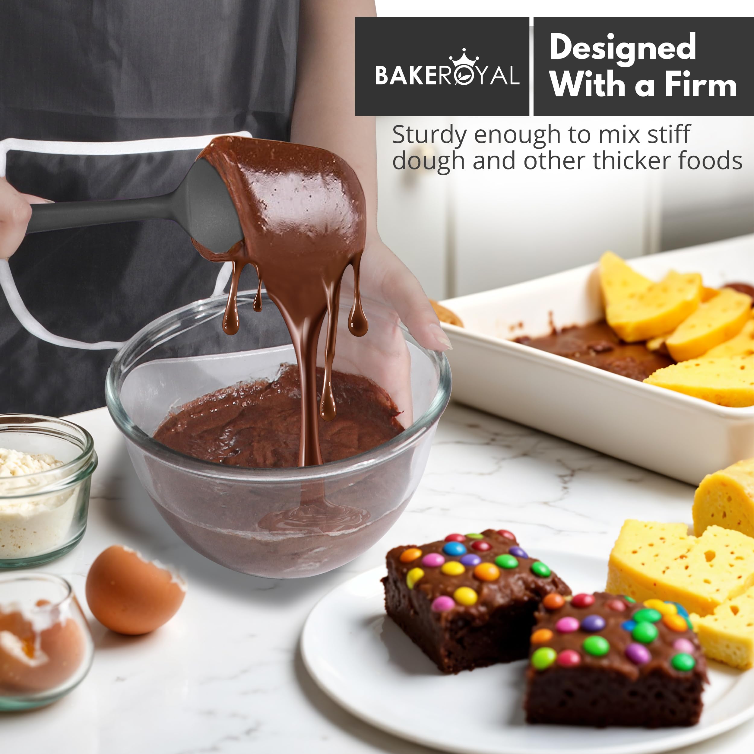 BakeRoyal dishwasher-safe spatula for easy cleaning after cooking.