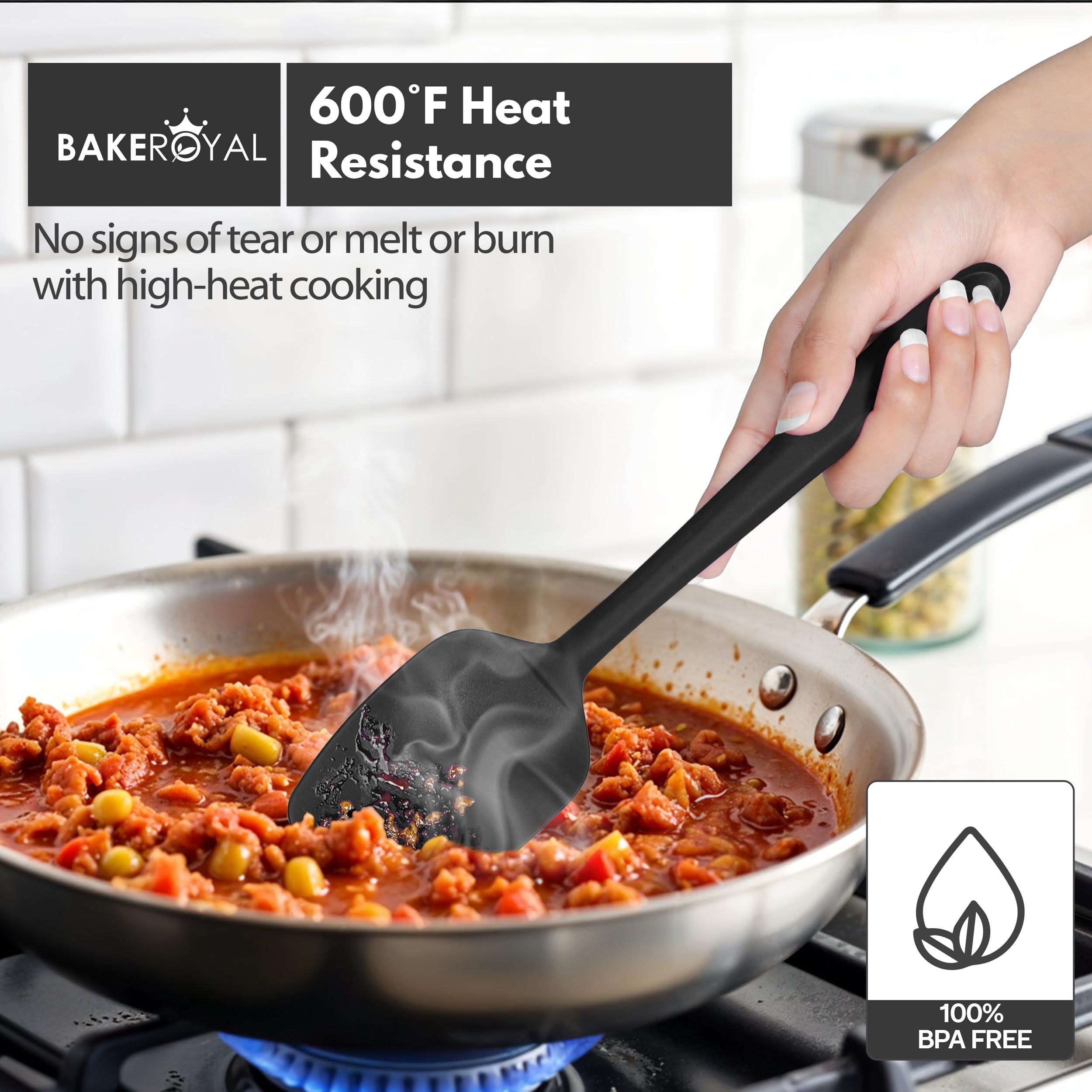 BakeRoyal jar spatula reaches into jars to extract contents.