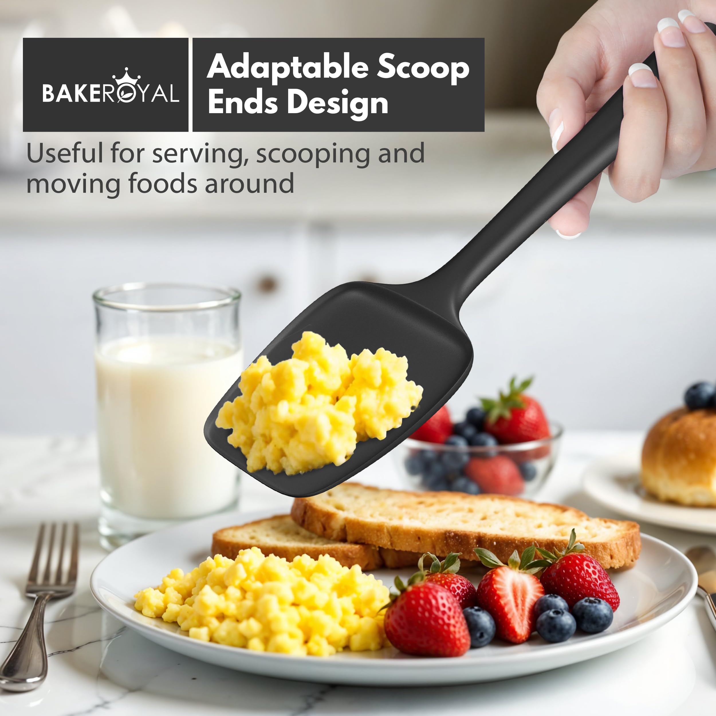 BakeRoyal nonstick-safe spatula protects delicate coatings.