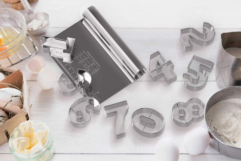 Bakerpan number cutters with interchangeable 6 and 9 for flexibility