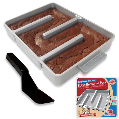Baker's Edge original brownie pan top view showcasing edge-rich design for crisp corners.