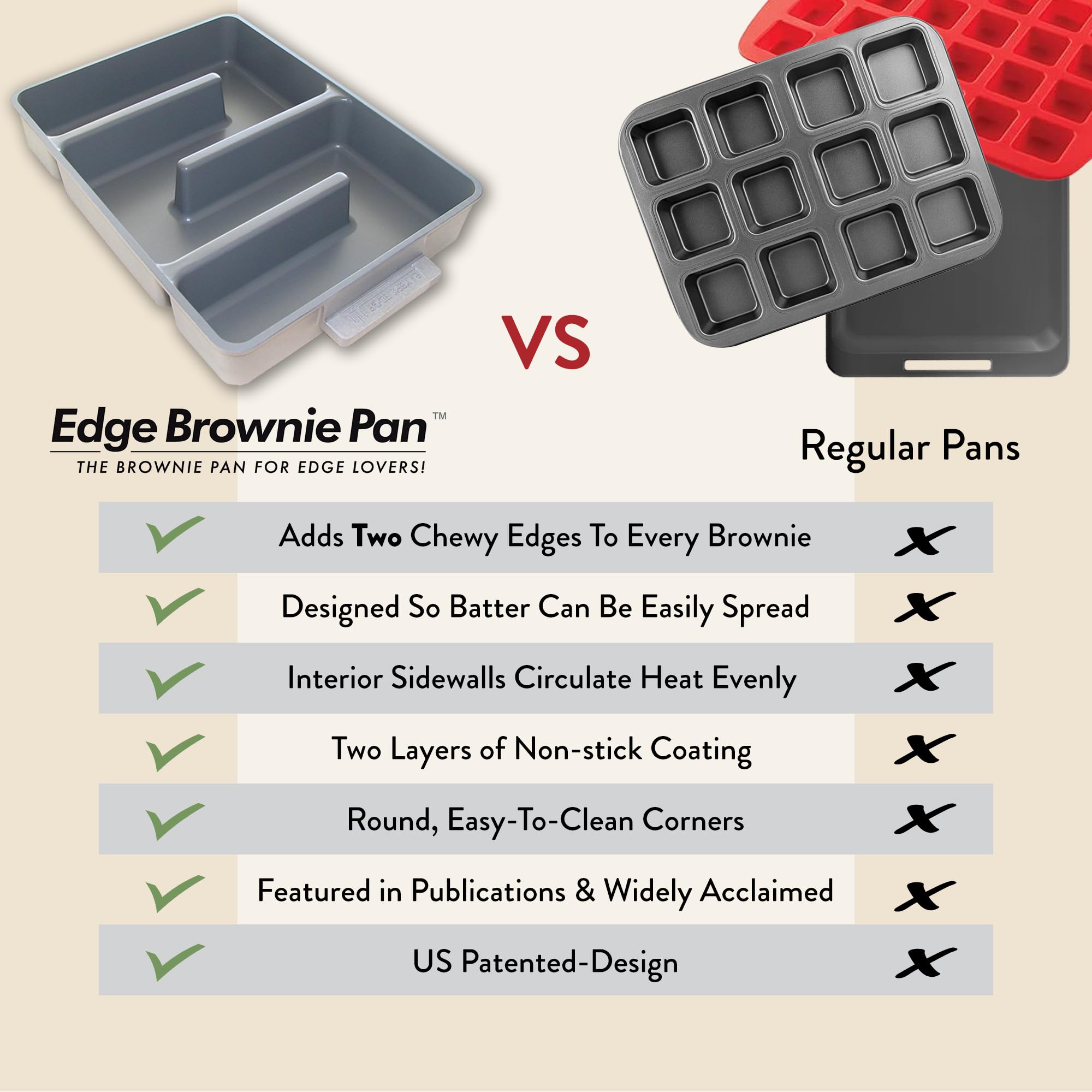Baker's Edge pan nonstick coating closeup for easy release and quick cleanup.