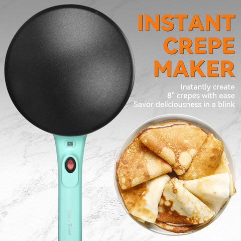 Baker's Friend Crepe Maker handle design for easy maneuvering and flipping.