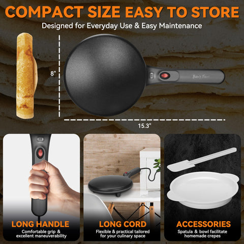 Baker's Friend crepe maker non-stick dipping plate for easy cleanup