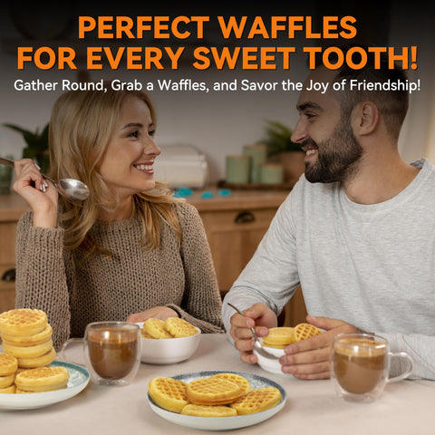 Baker's Friend Mini waffles plated and ready to share with loved ones.