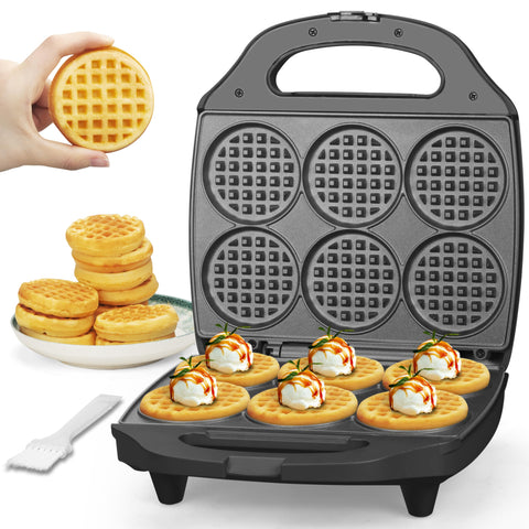 Baker's Friend Multi Mini Waffle Iron cooking six waffles at once for family mornings.