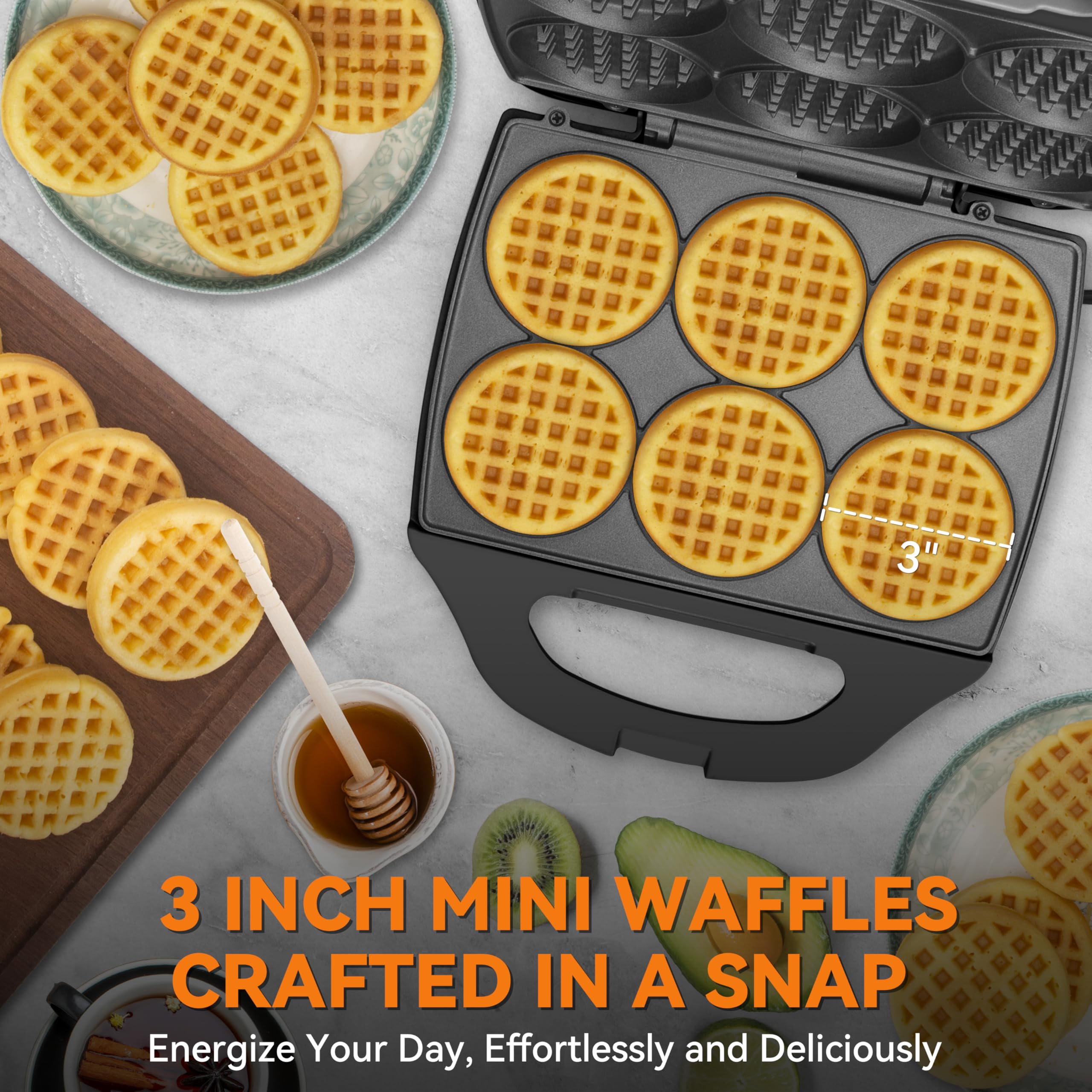 Baker's Friend Waffle Iron dual non-stick surfaces ensure easy cleanup after cooking.