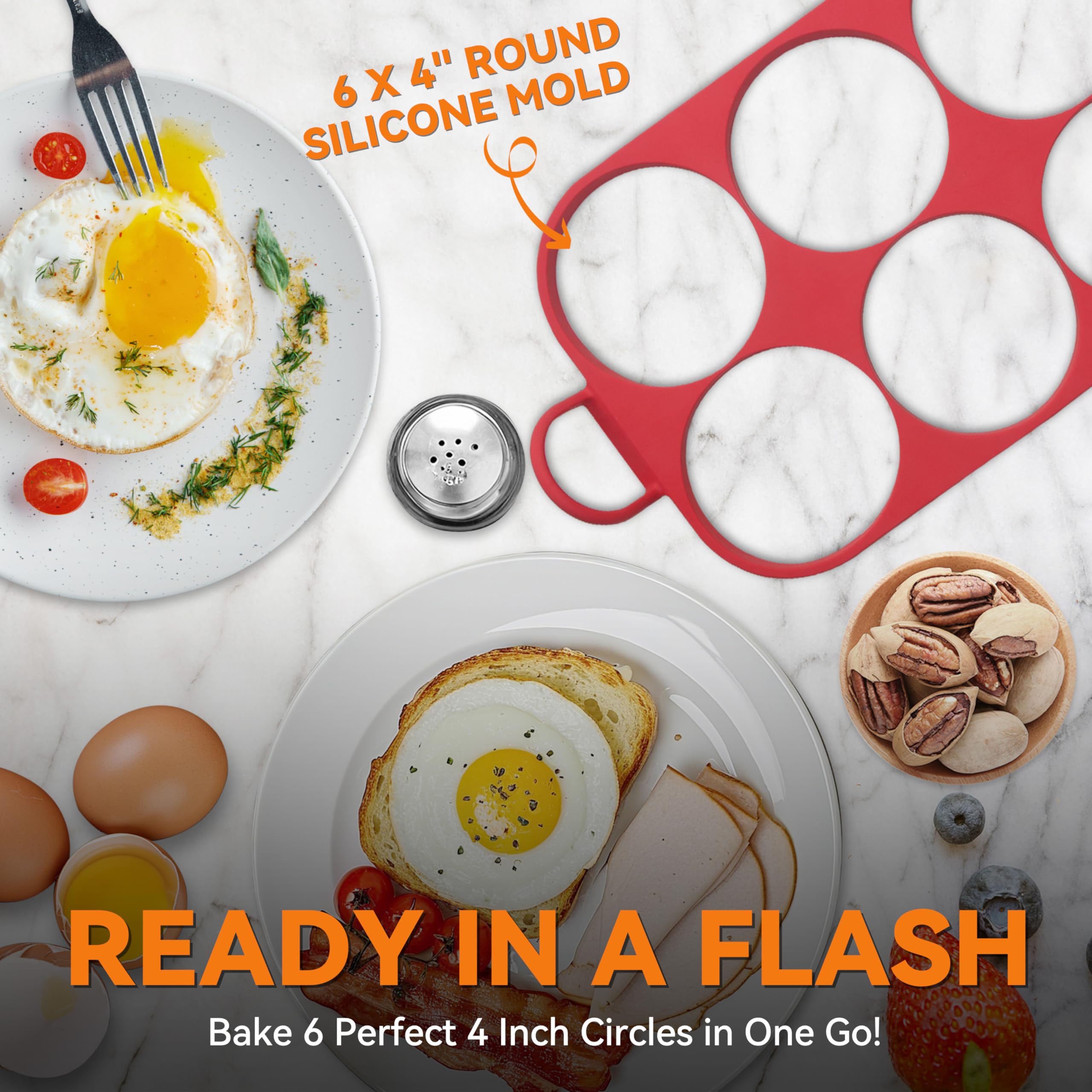 Baker's Friend silicone egg ring with non-stick surface for smooth demolding.