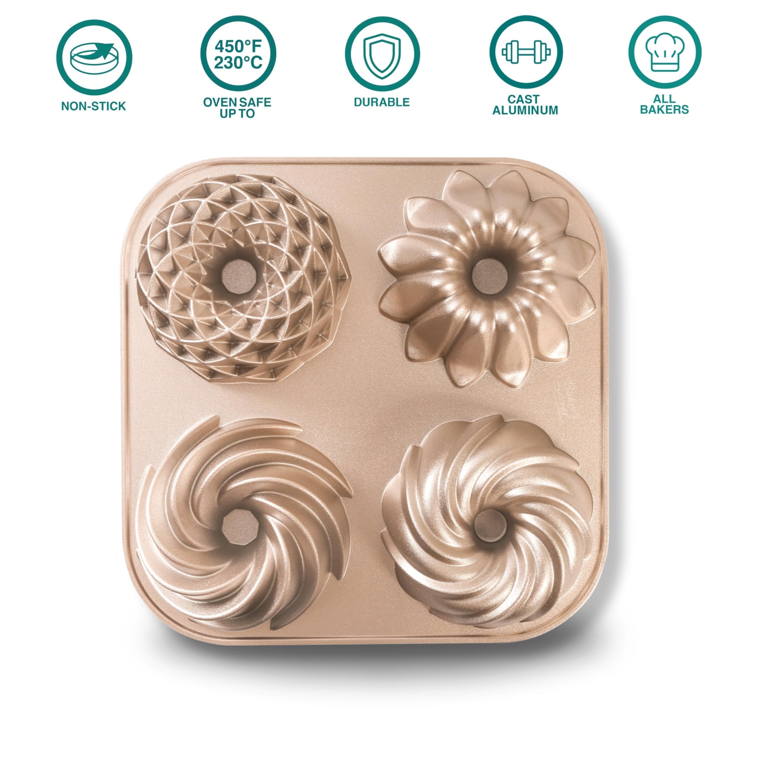 Natural aluminum pan delivers even baking across the pan