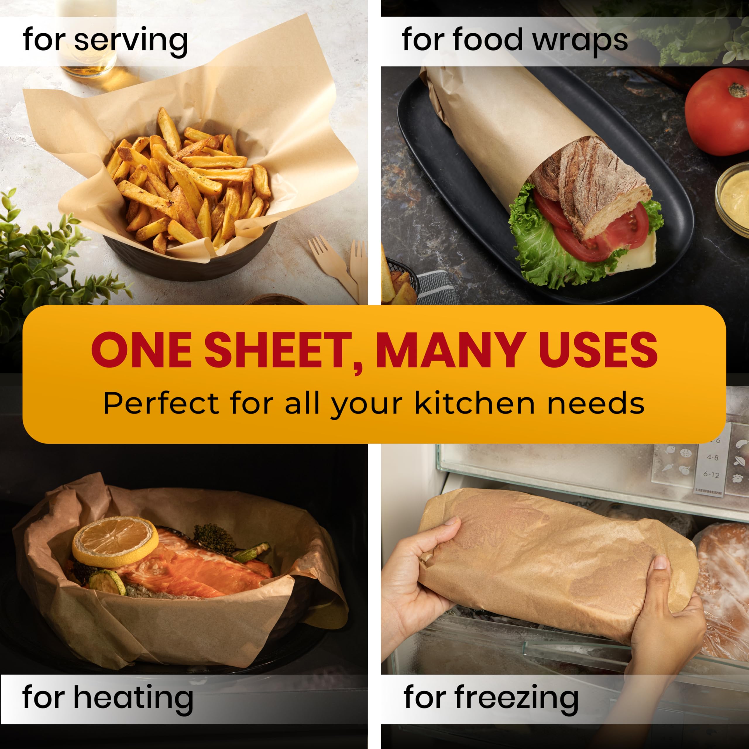Microwave-safe parchment ready for quick reheating