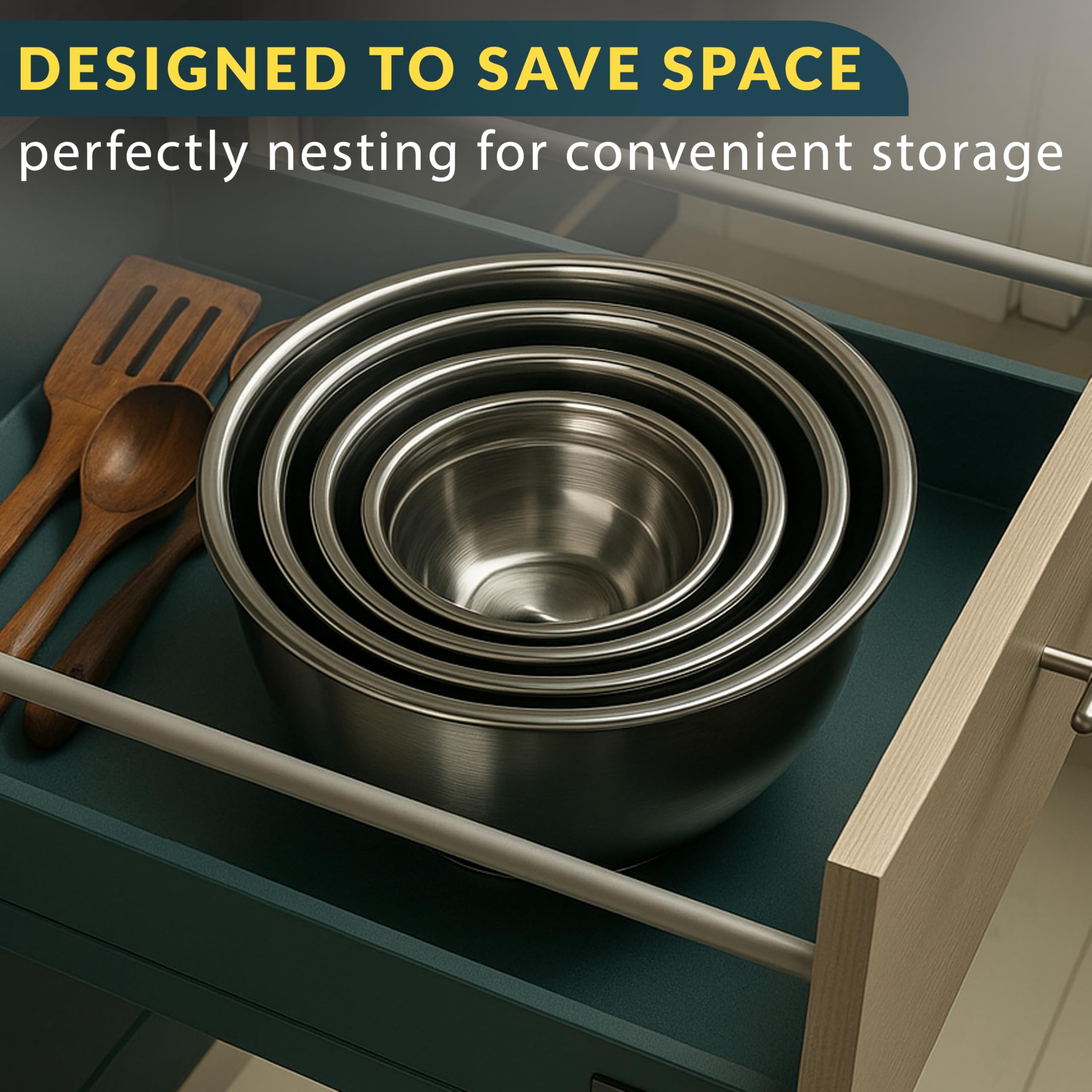 Baker's Signature nesting bowls with BPA-free lids for fridge freshness