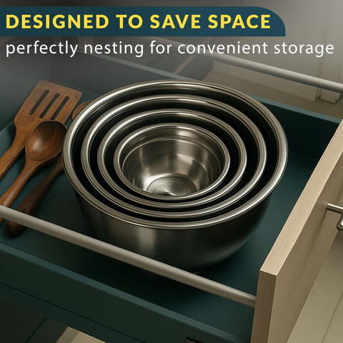 Baker's Signature nesting bowls with BPA-free lids for fridge freshness