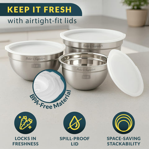 Baker's Signature nesting design saves kitchen space during prep.