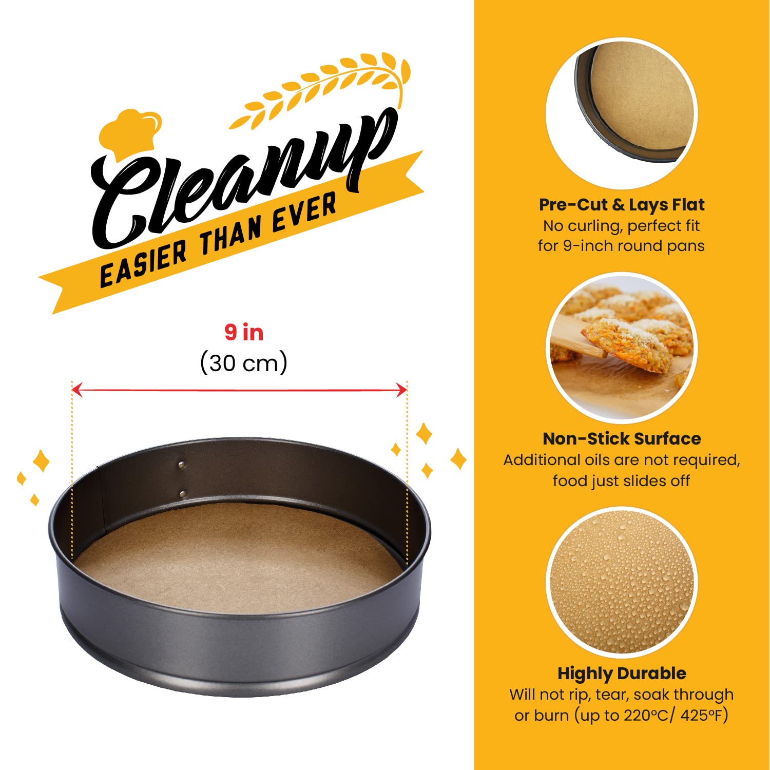 Baker's Signature unbleached parchment rounds shown in top view for precise lining.