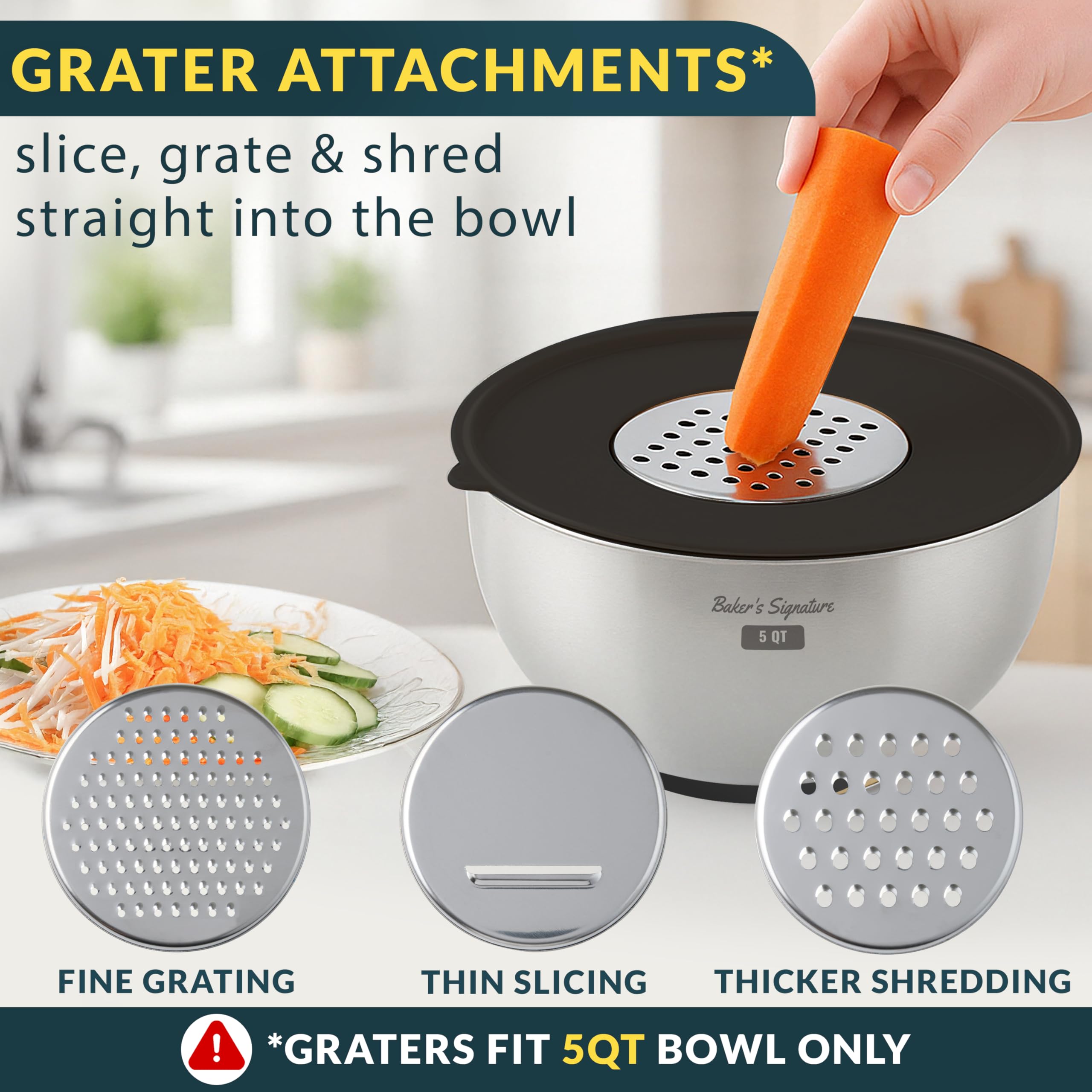 Baker's Signature graters trio for shredding and slicing during quick prep