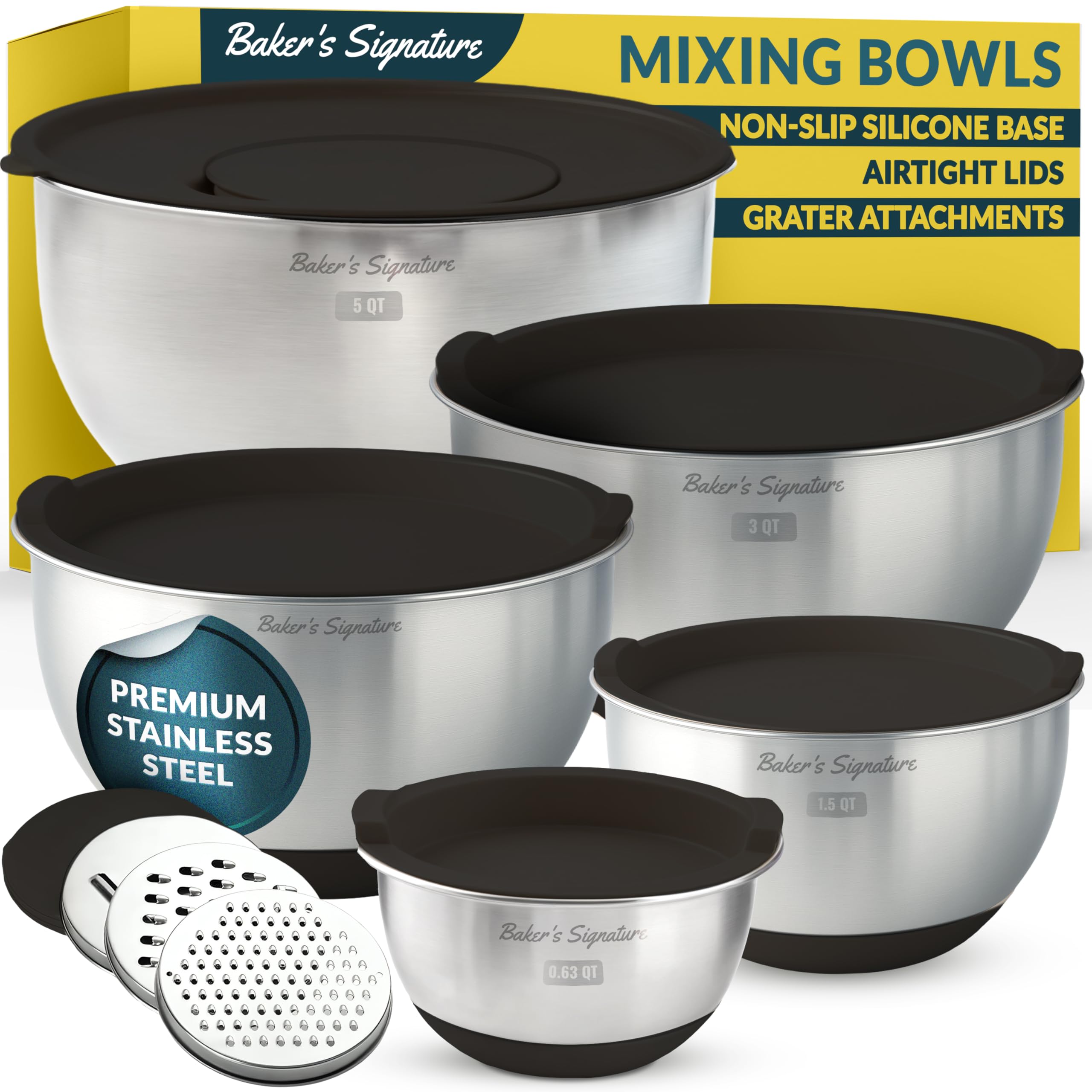 Baker's Signature 0.63qt stainless steel bowl with lid for compact prep and storage