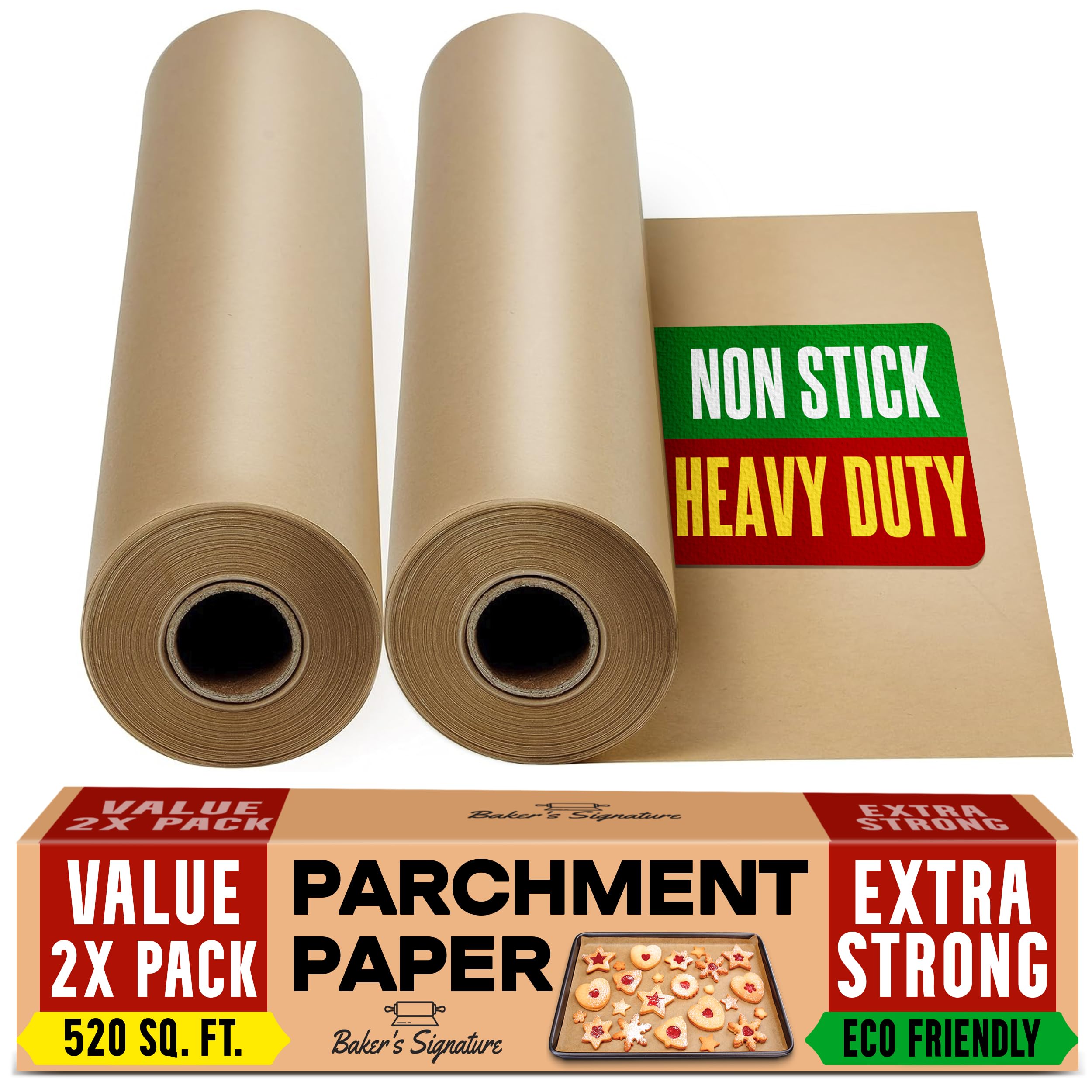Baker's Signature unbleached parchment roll cutting for precise sheet sizes.