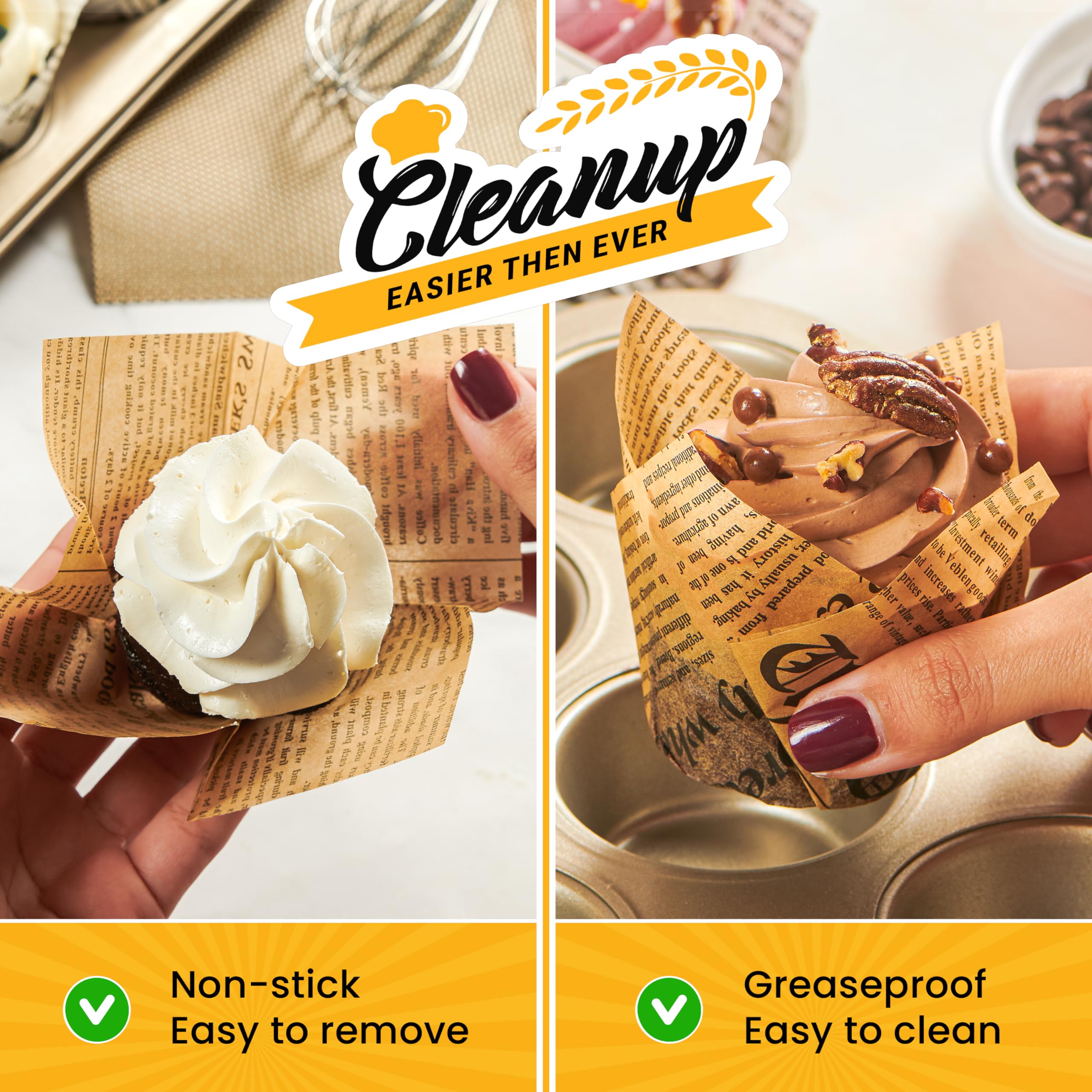 Baker's Signature waterproof muffin liners keep treats intact