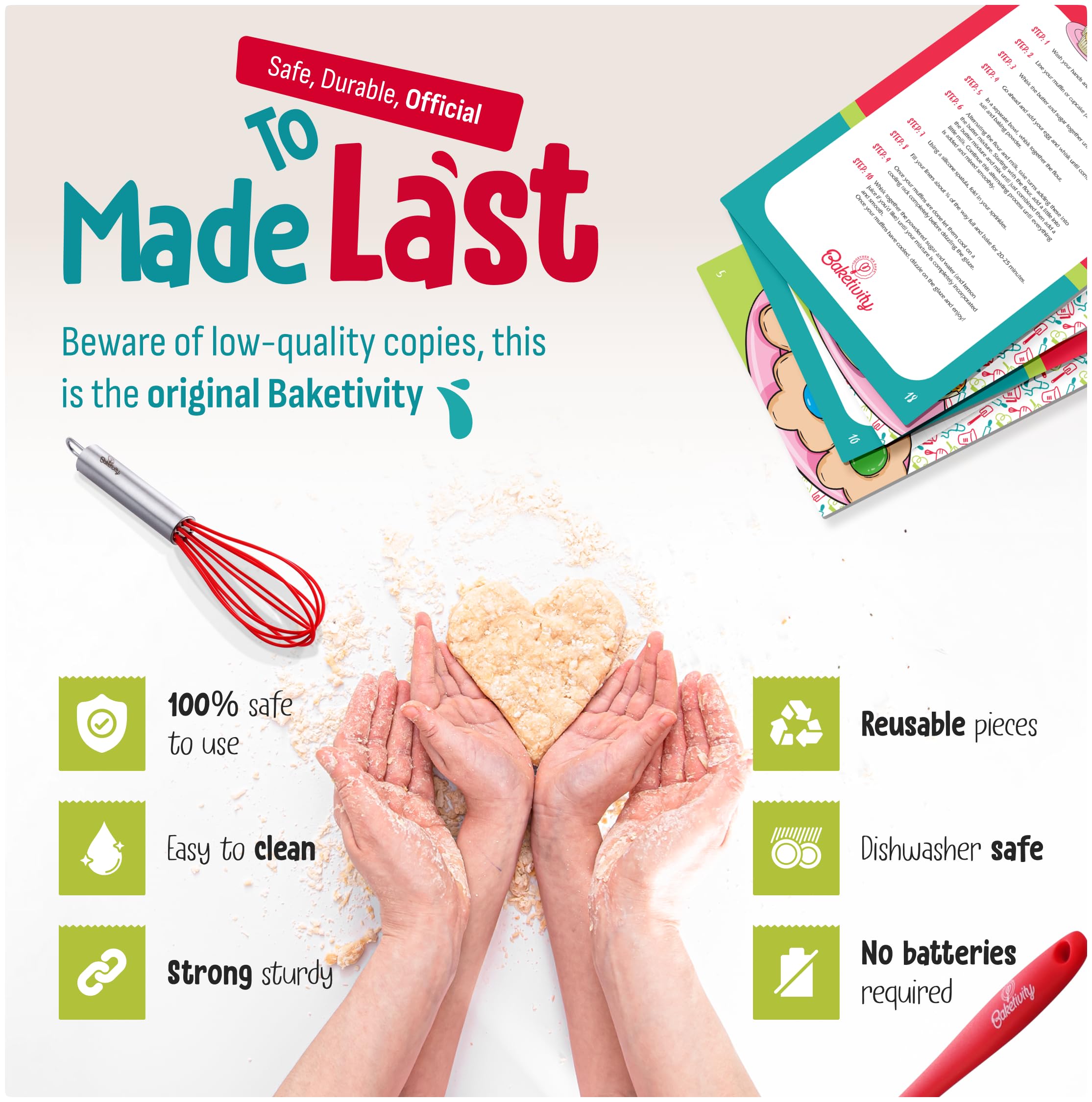 Baketivity nylon knife for safe slicing of soft foods.