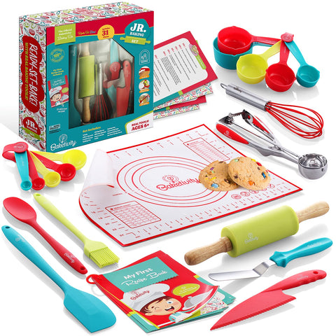 Baketivity 31-piece rolling pin for kid-friendly dough rolling.