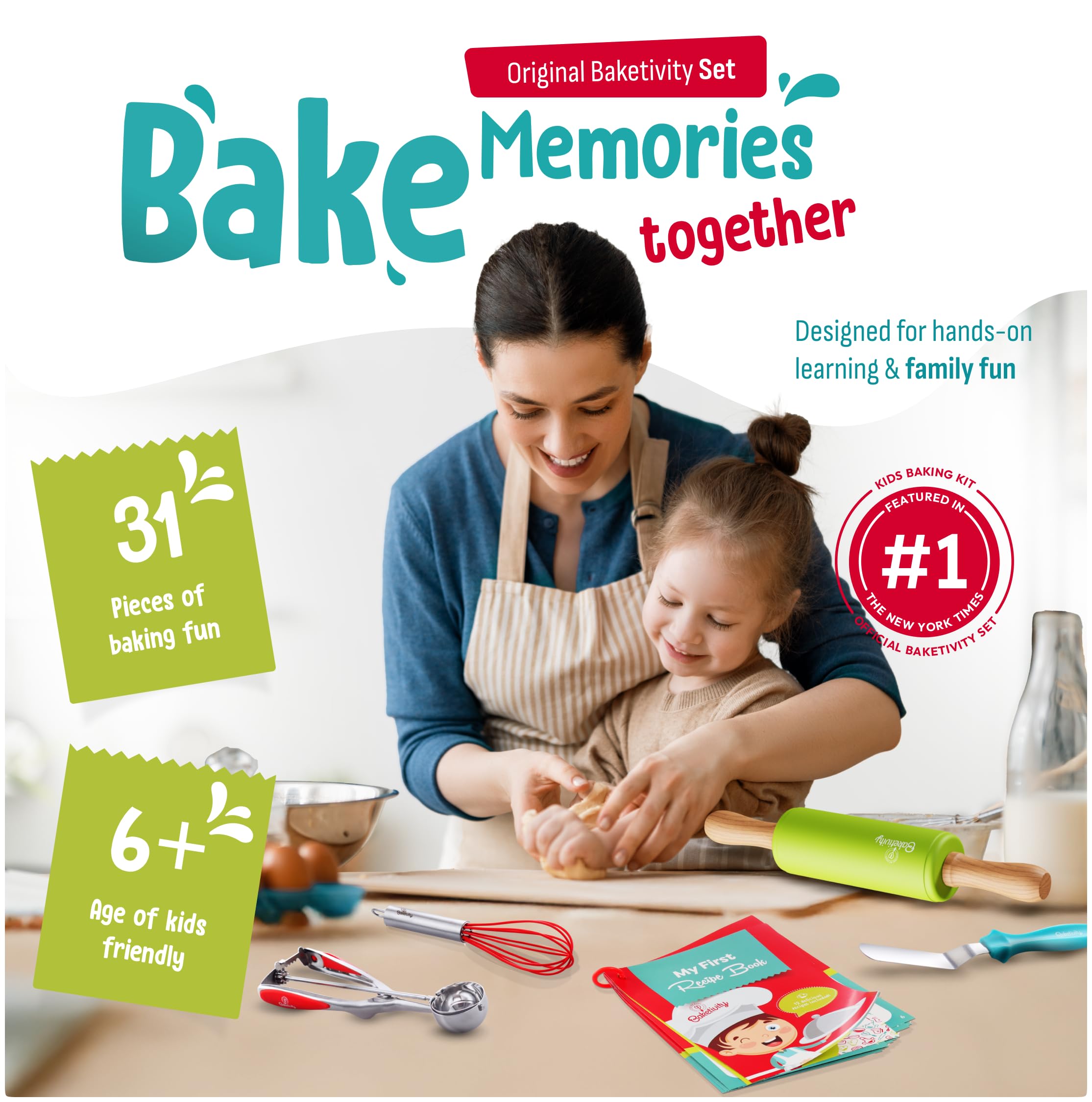 Baketivity kid-sized whisk for safe, confident mixing.