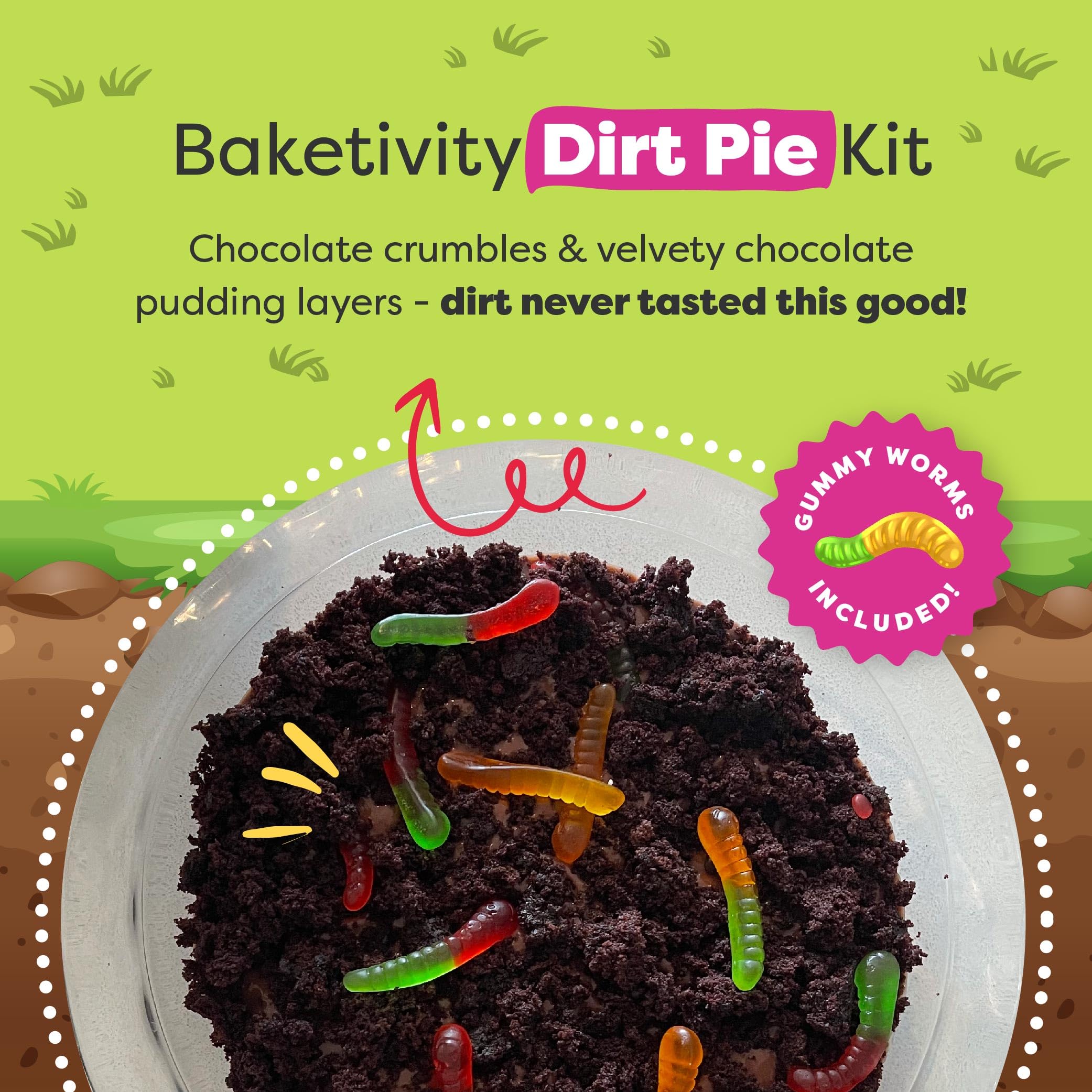 Baketivity Dirt Pie Kit dry ingredients pre-measured for confident baking.