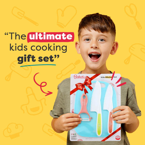 Baketivity gift-pack of kid-safe knives for young aspiring chefs