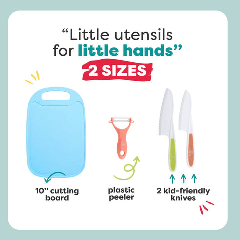 Baketivity kids in kitchen with practical, Montessori-inspired cooking tools