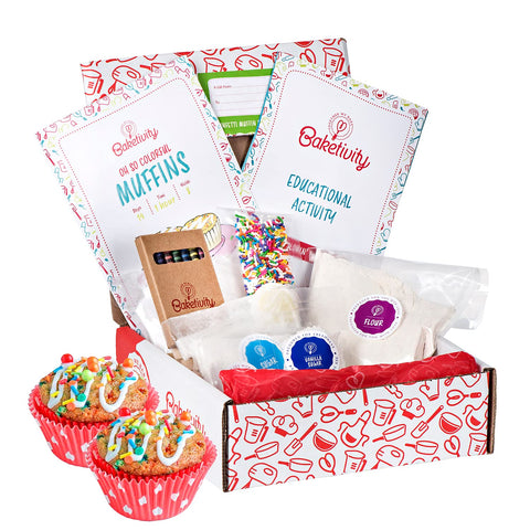 Baketivity Kids baking kit confetti muffins for family fun